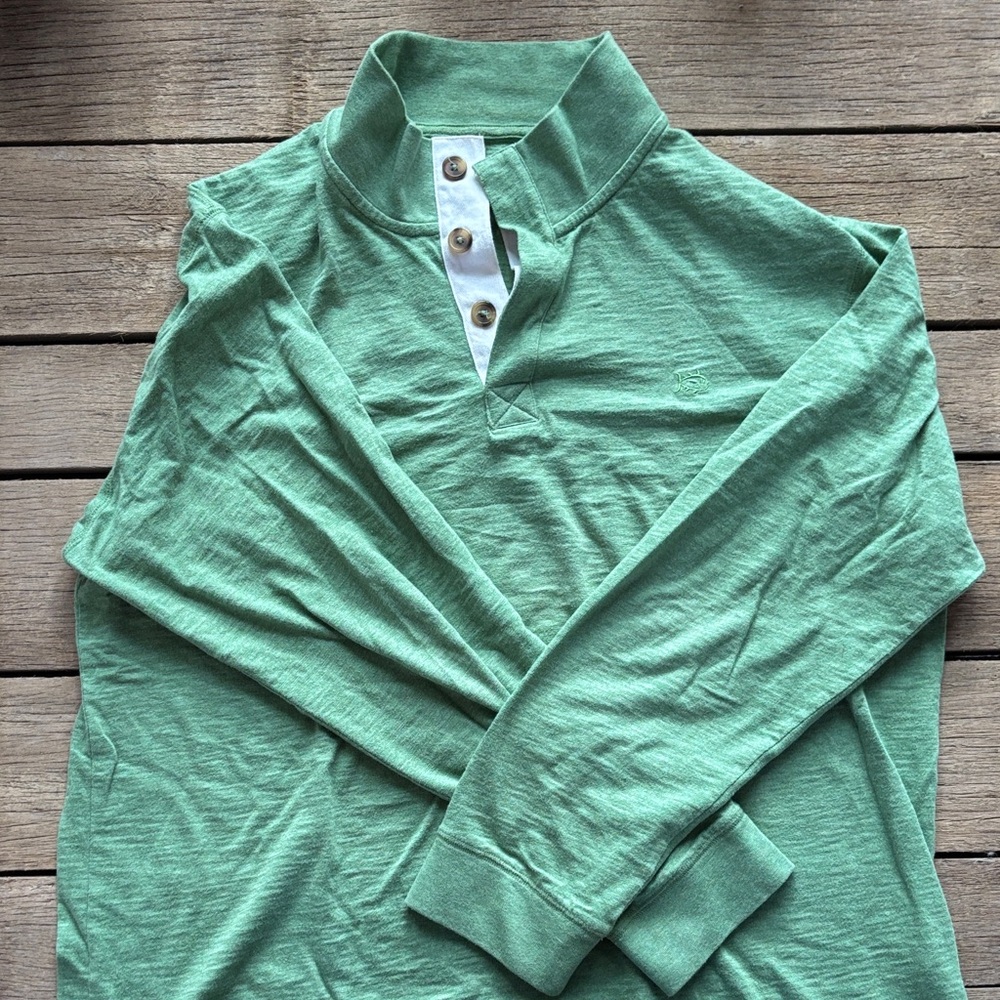 Southern Tide XL Hathered Gulf Stream Lightweight Pullover  in Bay Leaf Green